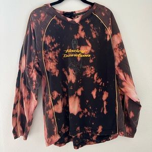 Vintage bleach dyed Harley Davison LS tee